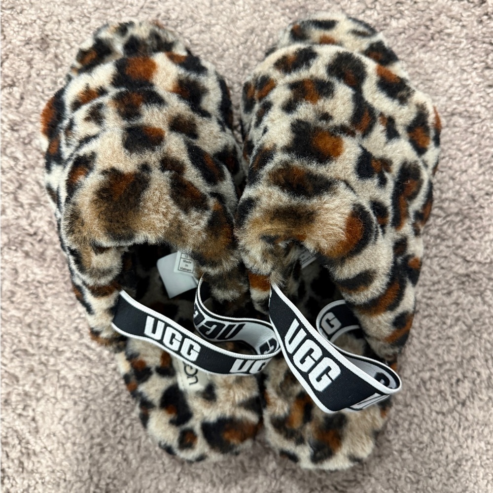 UGG Animal Print Fuzzy Slippers